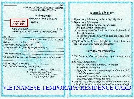 Granting Vietnamese temporary residence cards (TRC)