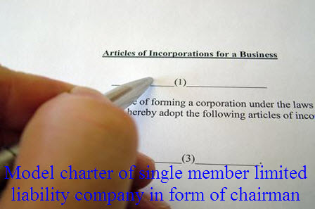 Model charter of single member limited liability company in form of chairman